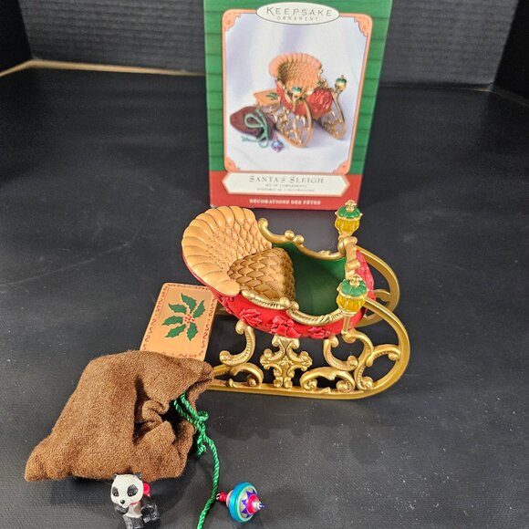 2001 Hallmark Keepsake Ornament Santa Sleigh Set Of 2 Ornaments NIB - Picture 1 of 16